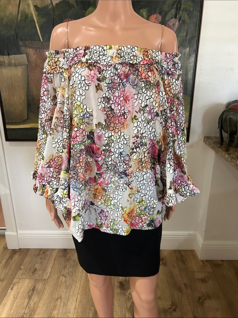 Alberto Makali rare floral off the shoulder top